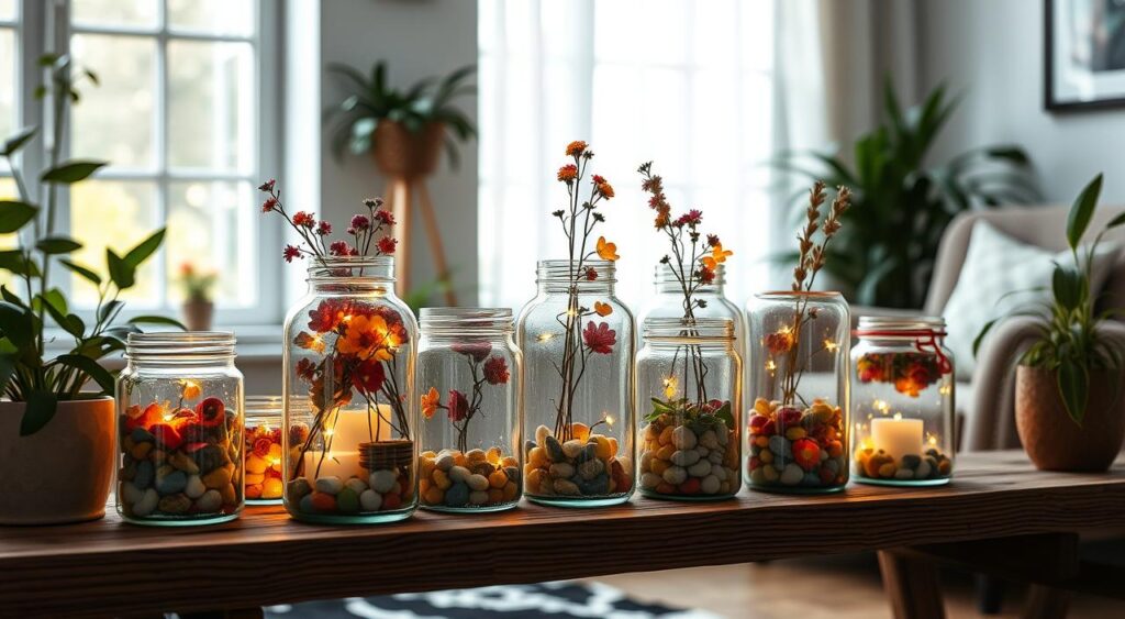 glass-jars-used-in-home-decoration-1024x563 15 DIY Projects to Transform Your Home with Creativity in 2025 DIY Crafts 