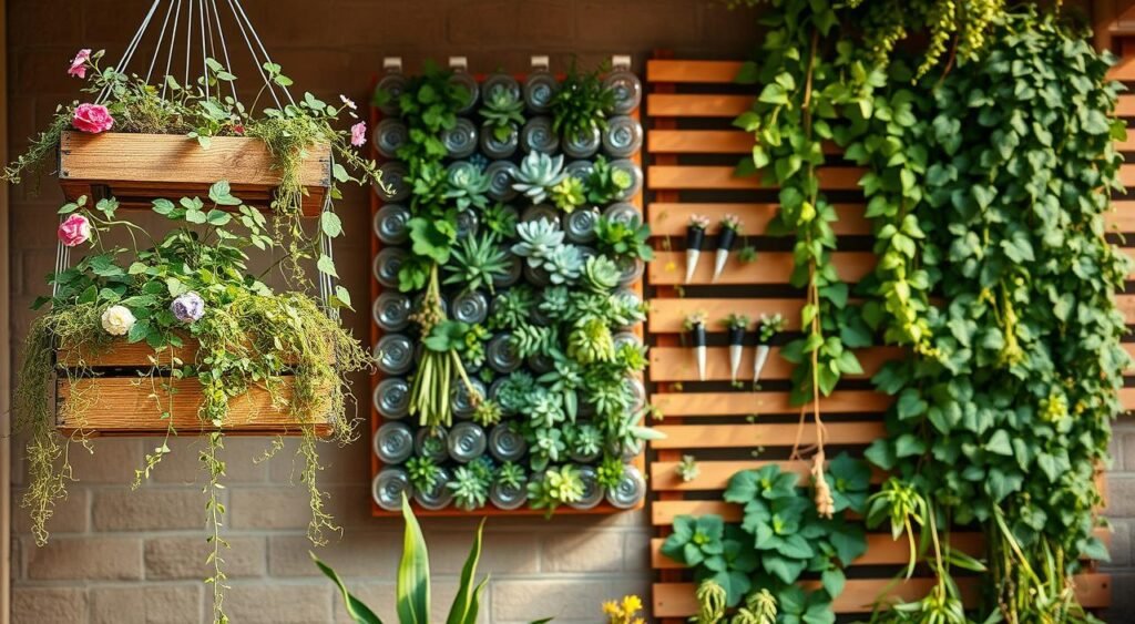 Budget-friendly gardening wall ideas with recycled materials