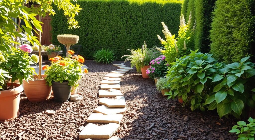 DIY front yard projects with mulch and potted plants