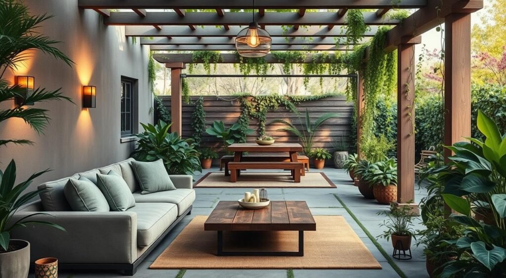 creative small backyard solutions with multipurpose furniture and lighting