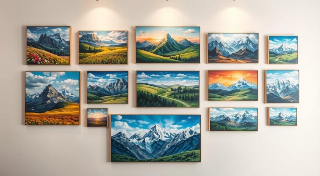 gallery wall with landscape paintings gallery wall with landscape paintings