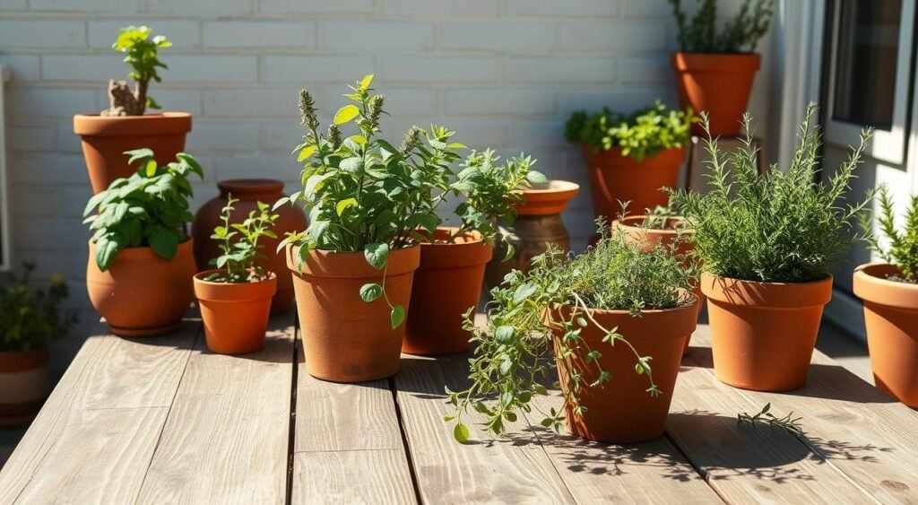 herbs for small spaces in stylish containers