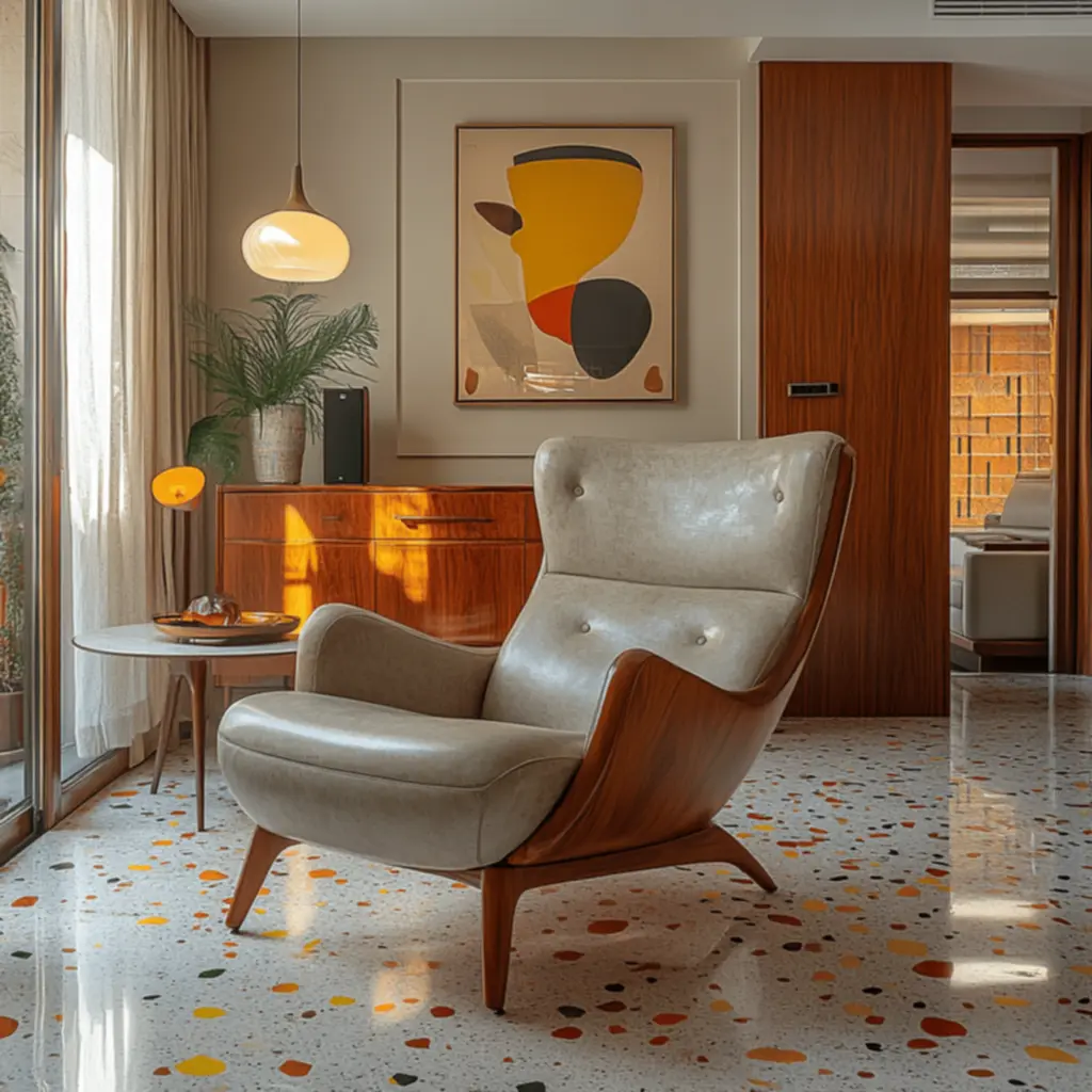 Colorful retro living room decor