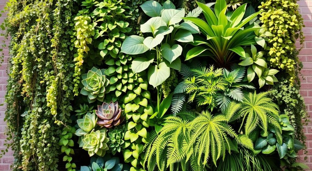 vertical plant display plants