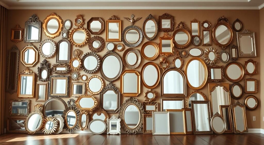 Creative mirror designs showing a stunning gallery wall layout Creative mirror designs showing a stunning gallery wall layout