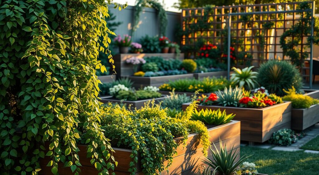 Elevated garden beds showing creative gardening solutions. Elevated garden beds showing creative gardening solutions.