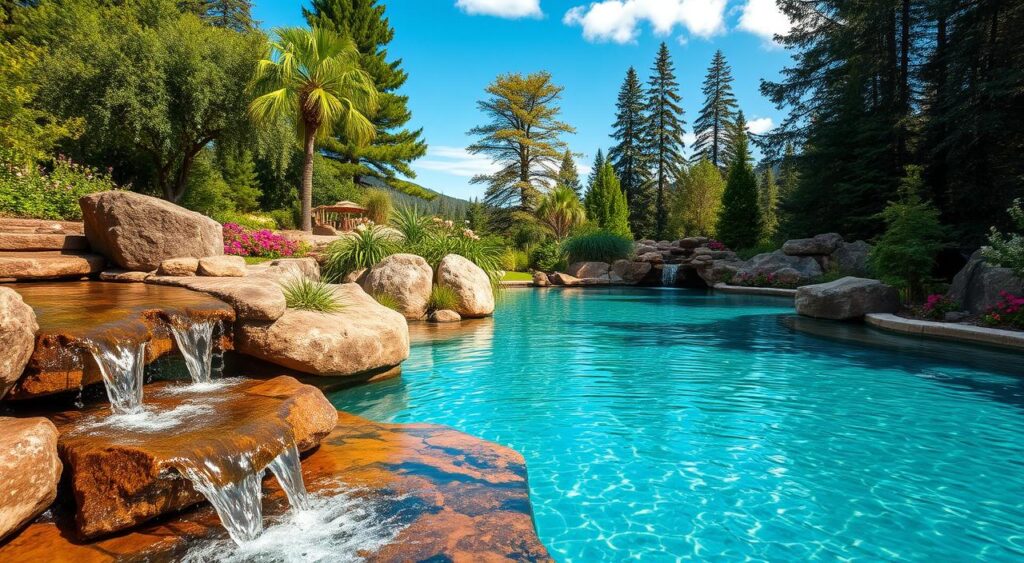 Integrating water features in natural pool landscaping Integrating water features in natural pool landscaping