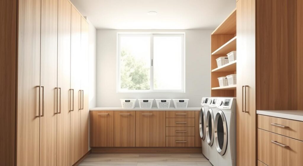 Smart storage solutions in a laundry room Smart storage solutions in a laundry room