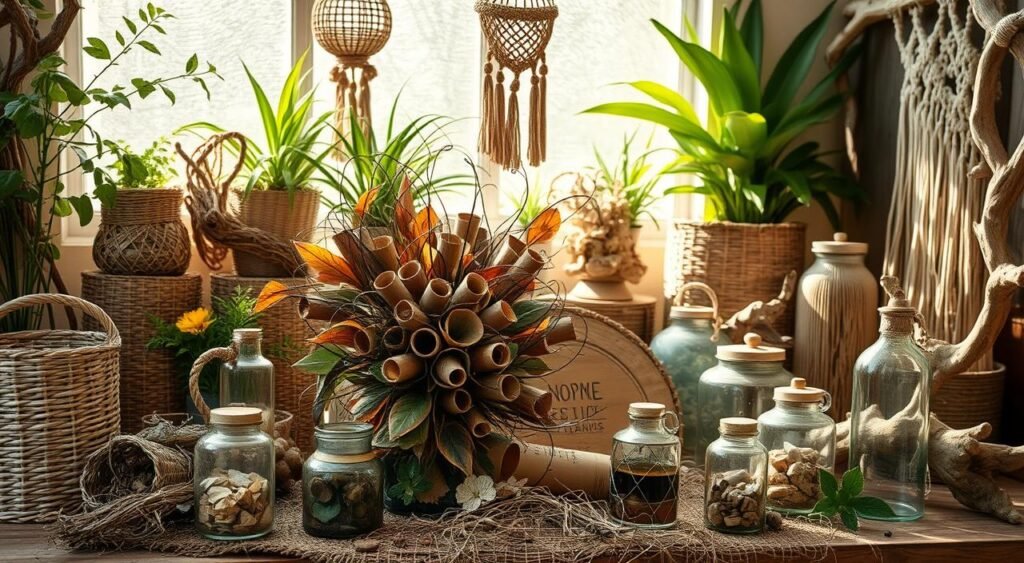 nature-inspired decor with recyclable materials