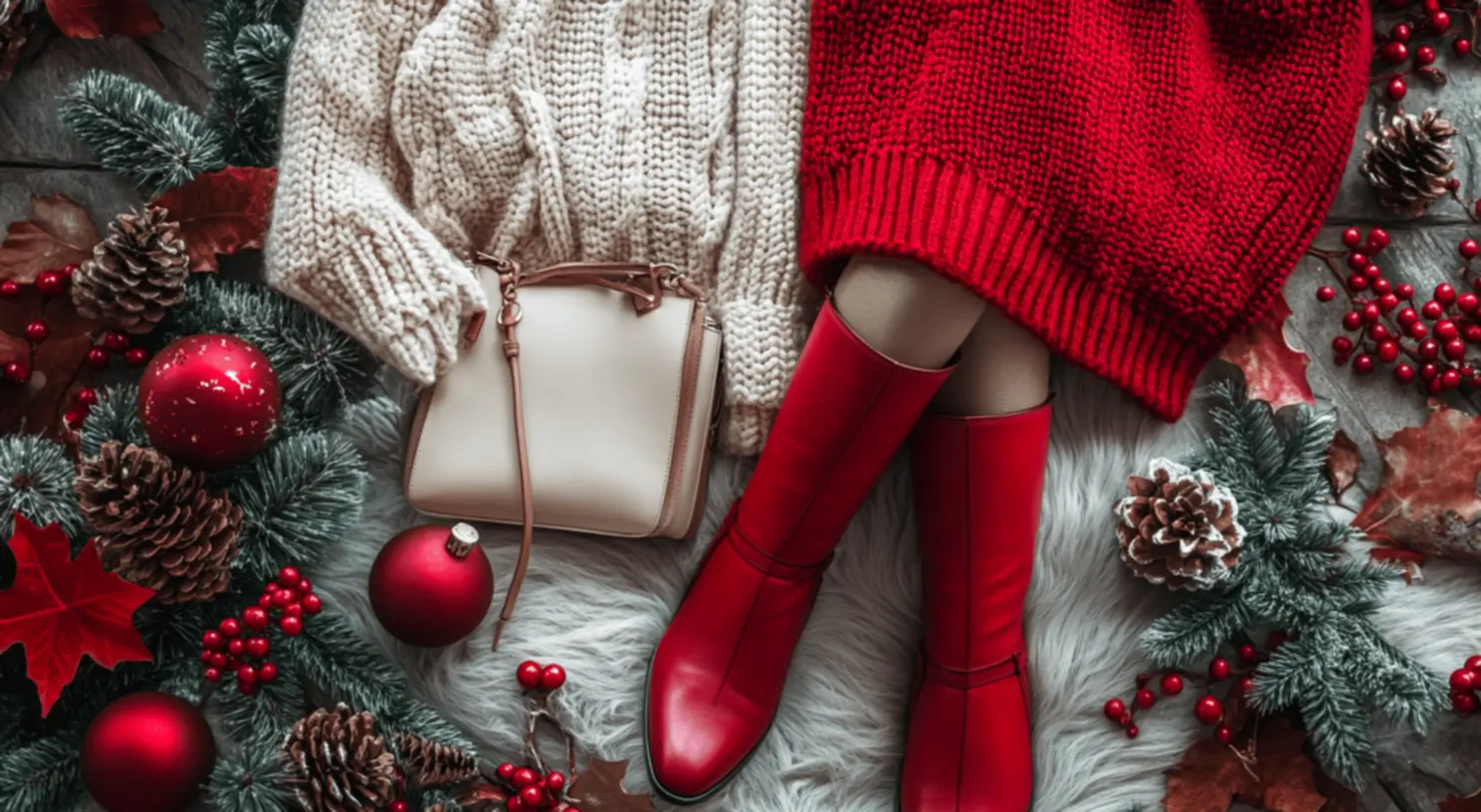 Fashionable winter accessories including hats and scarves