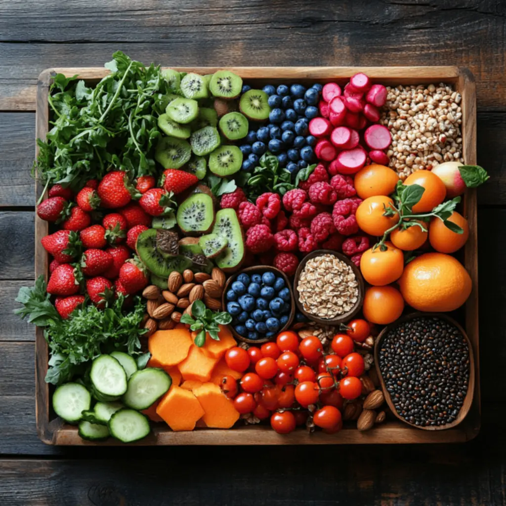 Colorful array of plant foods